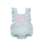 Infant Baby Girl First Birthday Outfit Ruffle Sleeve One Letter Backless Romper